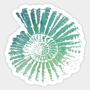 Nautilus Shell Design in Blue and Green Paint Strokes Pattern Sticker